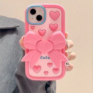 Cute Pink Heart Bow iPhone 15 Pro Max Case
